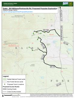 Map displaying proposed pozzolan mining locations.