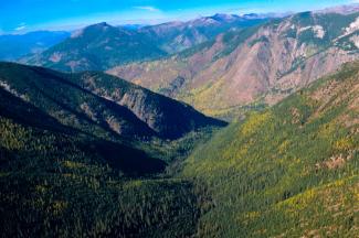 aerial view of mountaintops