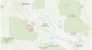 map detailing location of kisatchie hills wilderness