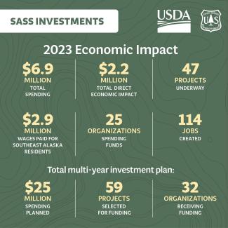 graphic showing sass investments with 2023 economic impact and total multi-year investment plan