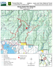 Map of Horse Gulch Fire Closure Order 