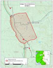 Exhibit C:  Map showing the area where camping and grazing of livestock is prohibited beneath the Chinese Wall as described in the Prohibition section of this Order.