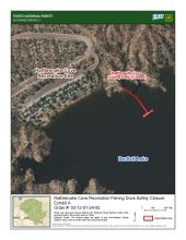 Map of closed Rattlesnake Cove fishing pier in Bartlett Lake.