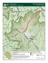 Map of closed East Webber and Geronimo trails on the Payson Ranger District.