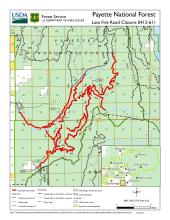A map showing the Lava Fire Closure area.