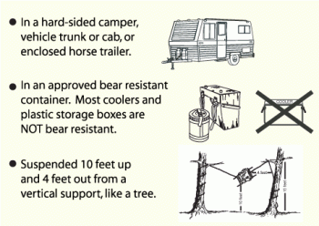 An image of how to store food and attractants as described on the page