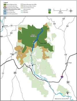 Map showing wilderness, IRAs, RNAs, WSRs, and NRAs