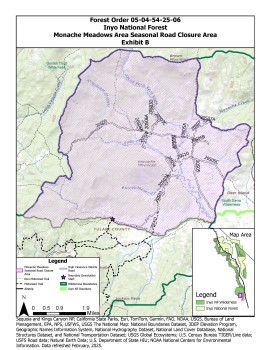 map of monache meadows, inyo national forest