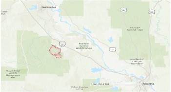 map detailing location of kisatchie hills wilderness