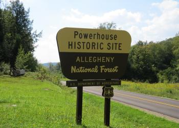 Powerhouse Historic Site Forest Service Sign