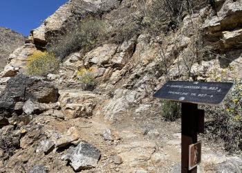 Sabino Canyon Trail #23 and Phoneline Trail #27 sign post.