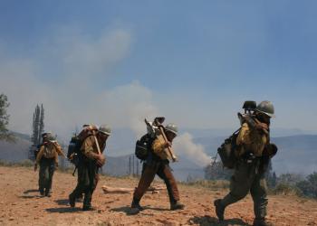 firefighters walking