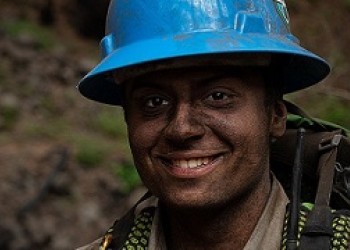 Volunteer with dirty face