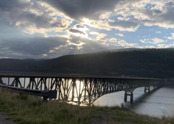 Bridge going over large body of water