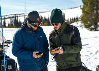 Photo of avalanche training on the Lolo National Forest, Montana. 
