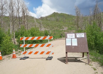 Road barricade on Stillwater Pass Road