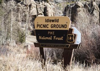 The Idlewild Picnic Ground sign on the South Park Ranger District