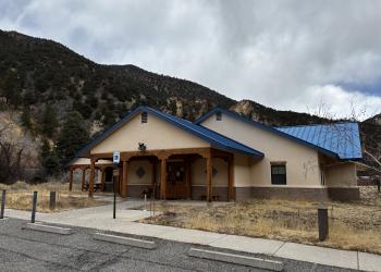 A building in the mountains.