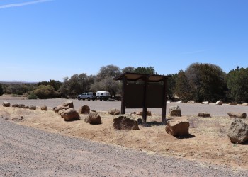 A large parking area provides ample parking for forest visitors