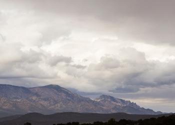 Mountain range with high elevation on a cloudy day