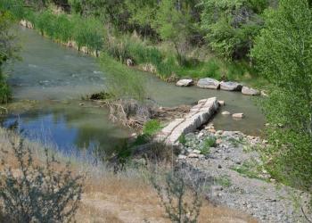 Steep bank leads to river boat put-in and take-out.