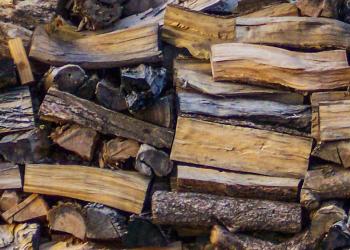 Large stack of firewood.