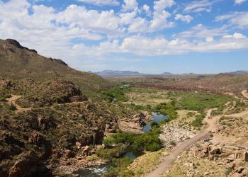 A view of the Verde River from the top of Bartlett Dam in the Cave Creek Ranger District