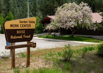 View of Garden Valley Work Center office building.