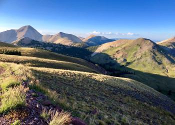 Evening light and long shadows on the Tushar Mountains of the Fishlake National Forest