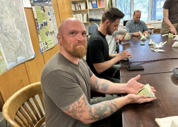 A photo of ornament making at Carson Ranger District office