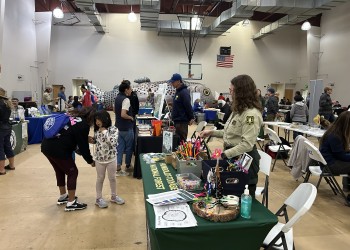 A photo of the ornament making booth at Washoe Earth Day