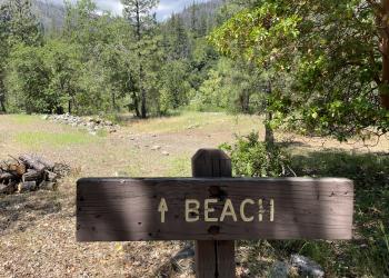 beach sign at curly Jack campground