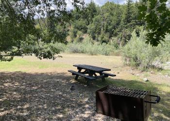 picnic table at Curley jack Campground