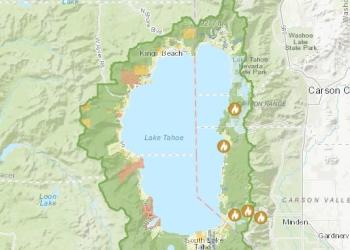Map of prescribed fire project locations in the Lake Tahoe Basin for the week of March 24-28, 2025.