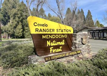 Newly painted sign for the Covelo Ranger District office