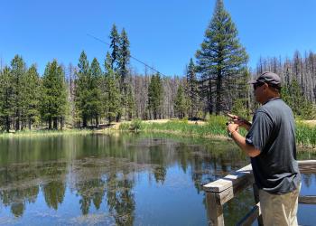 Fishing at Plaskett Lake in Mendocino National Forest