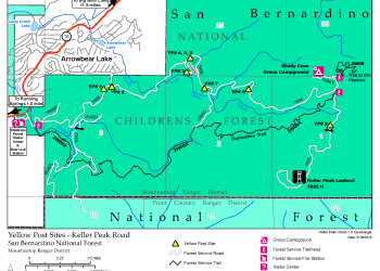 Map of Keller Peak Yellow Post Sites