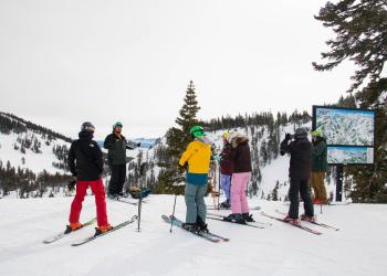 A group of people on skis. 
