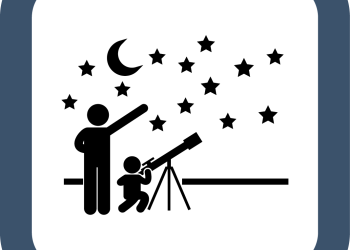 A cartoon of a person looking at the sky.
