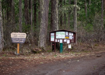 Campground bulletin board and sign.