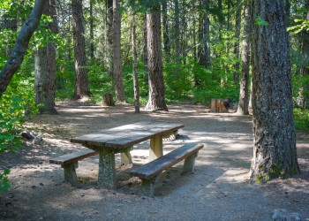 Pinic table at a Wish Poosh campsite