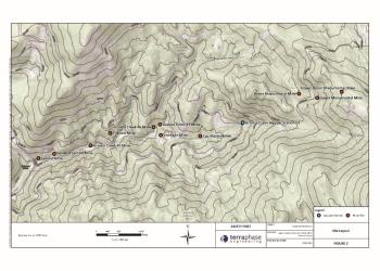 A map showing red dots where mines are located.