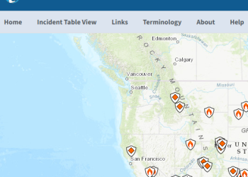 A screenshot of the Inciweb website, shows the northwestern United States.