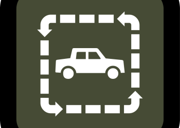 A cartoon of a car with arrows around it.