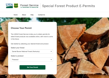 Screenshot of USDA Forest Service E-Permits site.