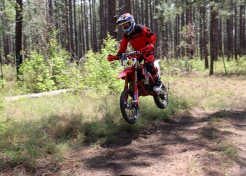 Dirt bike rider on trail 