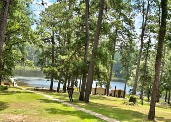 day use area at Red Hill Lake Sabine NF