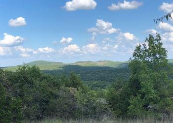 A view of the Hercules Glades wilderness showing hills, clouds, and trees