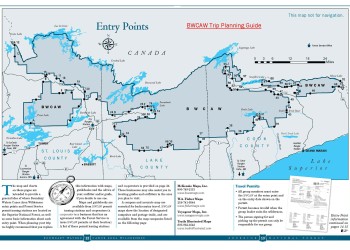 map showing locations of the Boundary Water Canoe Area Wilderness entry points