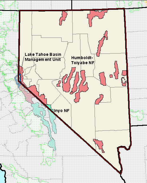 Toiyabe National Forest Map Usda Forest Service - Sopa - Nevada